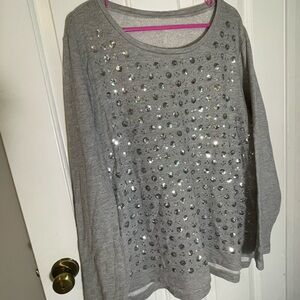 Gray Sweater with Silver Sequins